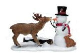 Village deer and snowman